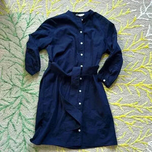 Everlane collarless button-down 100% cotton pocket dress 4